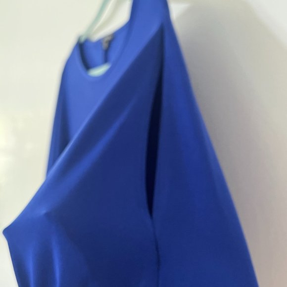 MARINA Stretch Asymmetrical Hem 3/4 Split Sleeve Cobalt Blue Tunic Top Size 1X - Picture 4 of 6
